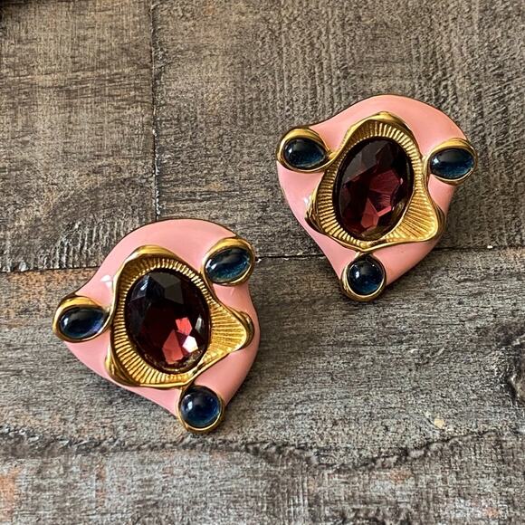 Zara Jewelry - NEW Pink Abstract Gem Statement Earrings